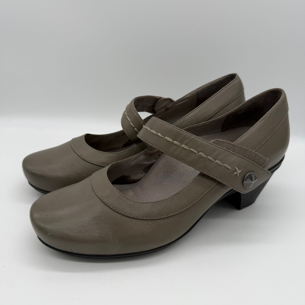 Abeo B.I.O. System Rebeka Leather Mary Jane Heels Taupe Gray 8N